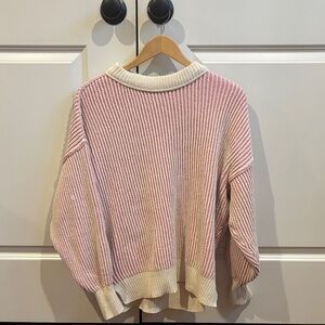 Aerie Pink and Cream Cowl Neck Sweater
